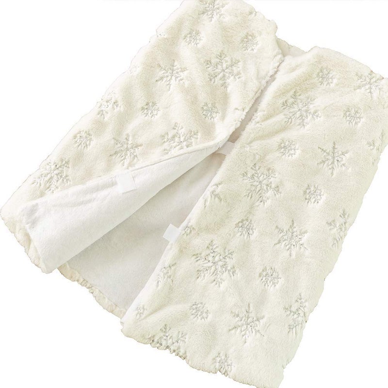 Amidaky Christmas Tree Skirt 30 inches White Faux Fur Silver Snowflake Sequin Embroidered Luxury Tree Skirt Xmas Decoration - Image 3